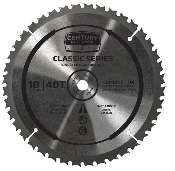 Century Drill And Tool Classic Series Circular Saw Blade 10″ X 40t X 5/8″ Arbor Combination (10″ X 40T X 5/8″)