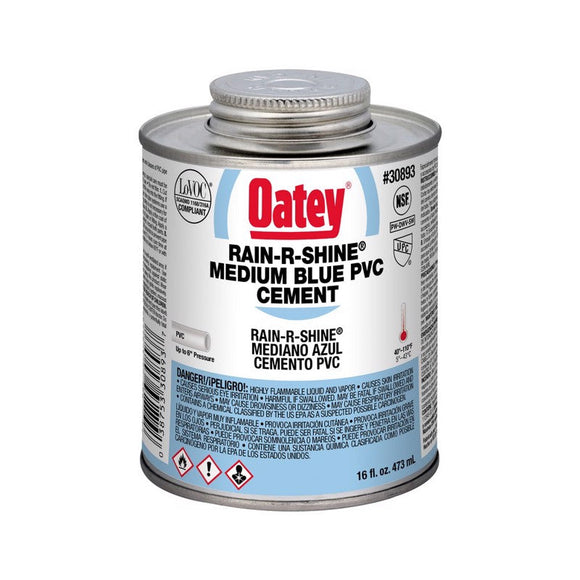 Oatey® Rain-R-Shine® Medium Blue PVC Cement (16 oz)