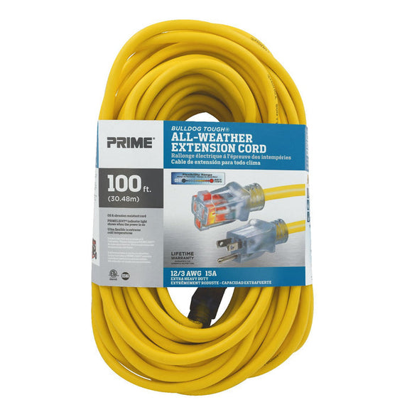 Prime Wire and Cable 100ft 12/3 SJTOW Bulldog Tough® Oil Resistant Extension Cord (100' 12/3)