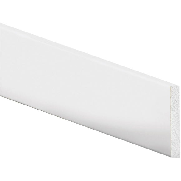 Inteplast Building Products 4 In. x 8 Ft. Crystal White Polystyrene Flat Molding