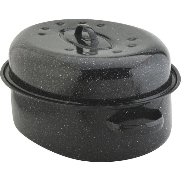 GraniteWare 18 In. Black Covered Oval Roaster Pan