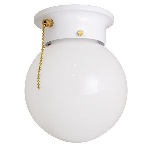 Design House Glass Pull-Chain Ceiling Light in Opal White  7-Inch by 6-Inch (7