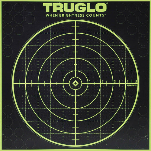 Truglo TG10A6 Tru-See  Self-Adhesive Paper 12 x 12 Bullseye Black Target Paper w/Green Accents 6 Per Pack