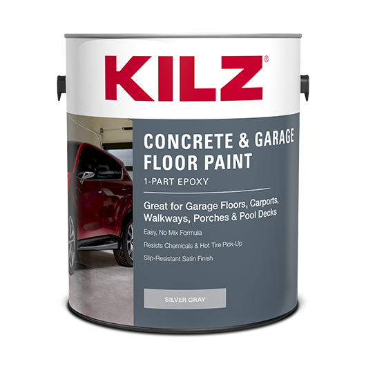 KILZ® 1-Part Epoxy Concrete & Garage Floor Paint 1 Gallon Silver Gray (1 Gallon, Silver Gray)