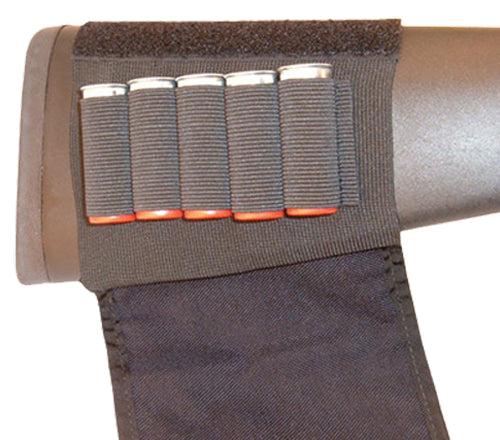 Grovtec US Inc GTAC84 Shotgun Buttstock Shell Holder With Flap 5 Rounds Black Cordura