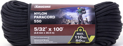 PARACORD NYLON 550 5/32 IN X 100 FT BK
