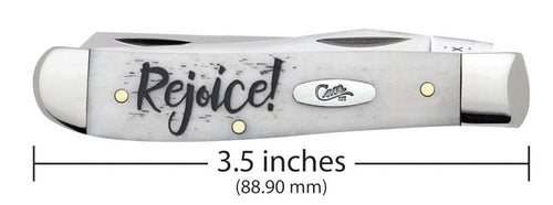 Case Religious Sayings Rejoice Embellished Smooth Natural Bone Mini Trapper