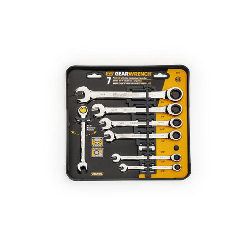 GearWrench 7 Piece 72-Tooth 12 Point Ratcheting Combination SAE Wrench Set