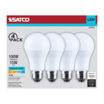 Satco S14342 15W LED A19 Medium E26 Base