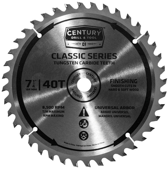 Century Drill And Tool Classic Series Circular Saw Blade 7-1/4″ X 40t X Universal Arbor Finishing (09208) (7-1/4″ X 40T)