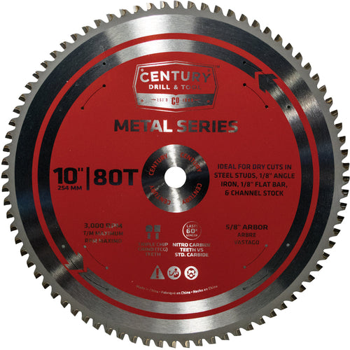 Century Drill And Tool Metal Series Circular Saw Blade 10″ X 80t X 5/8″ Arbor Metal Cutting (10″ X 80T X 5/8″)