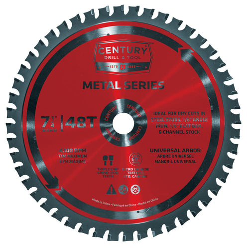 Century Drill & Tool Metal Series Circular Saw Blade 7-1/4″ X 48t X 5/8″ Arbor Metal Cutting (7-1/4″ X 48T X 5/8″)