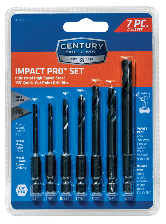 Century Drill And Tool 7 Piece Impact Pro Black Oxide Drill Bit Set (7 Piece)