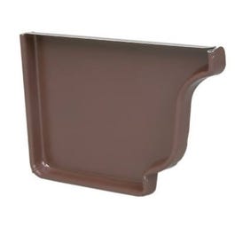 Gutter End Cap, Right, Brown Aluminum, 5-In.