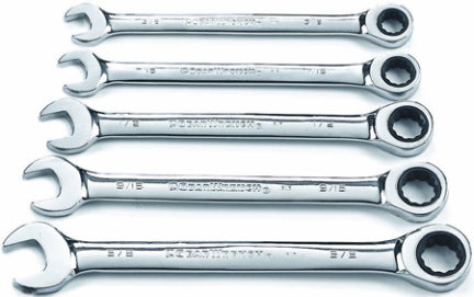 RATCHET SAE COMB WRENCH SET 5PC