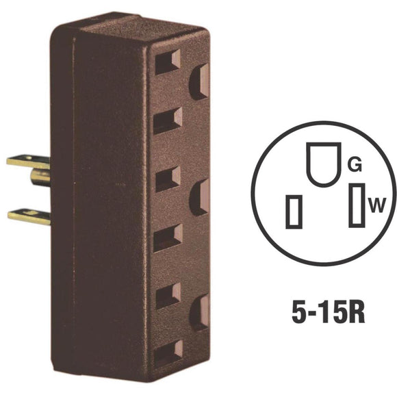 Leviton Brown 15A 3-Outlet Tap