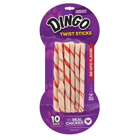 Dingo Twist Sticks Rawhide Chews, Made With Real Chicken