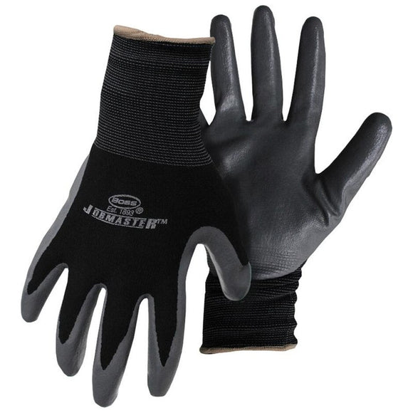 Boss Men's Jobmaster Nylon W/Nitrile Coated Palm Glove (Black Medium)