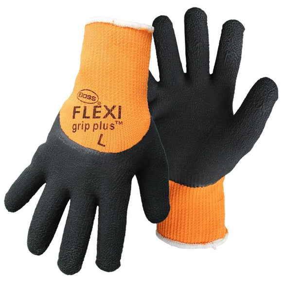 Boss Flexi Grip Plus High-Vis Latex Palm Glove (Orange Large)